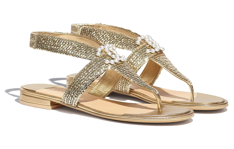 (W) Chanel Lambskin & Sequins Sandals 'Gold' 圖 2