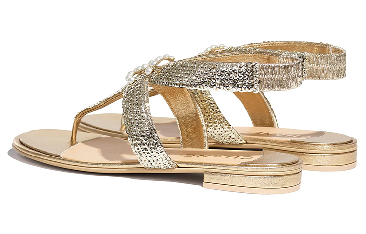 (W) Chanel Lambskin & Sequins Sandals 'Gold' 圖 3