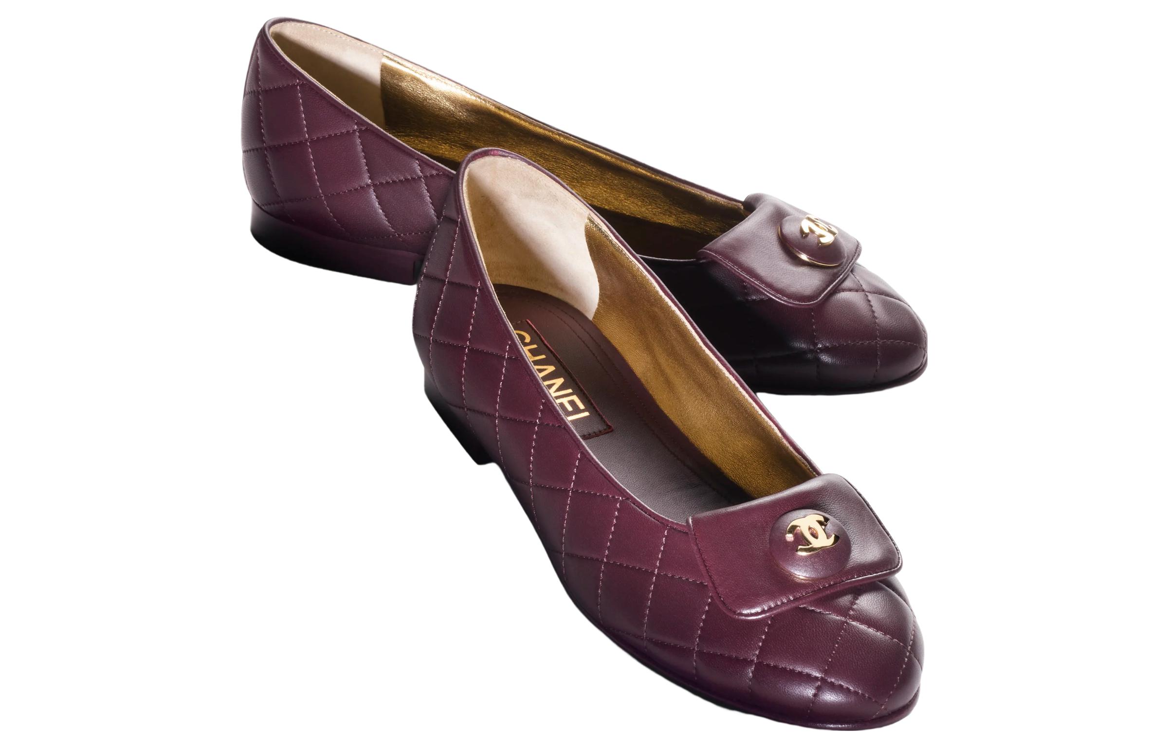 (W) Chanel Lambskin 'Deep Purple Flats' 圖 3