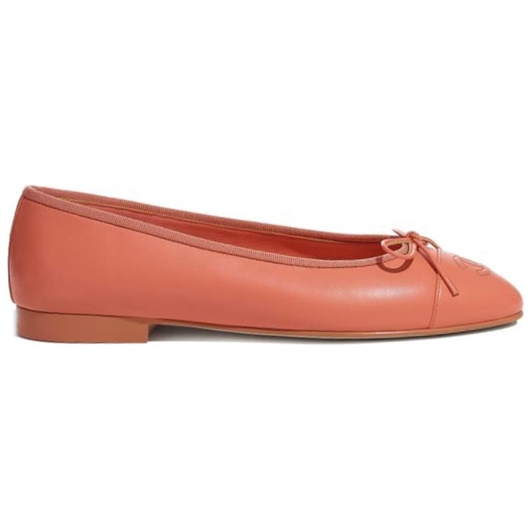 (W) Chanel Lambskin 'Orange Casual Flats' 圖 2
