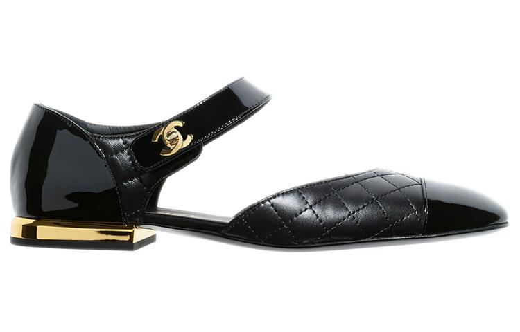 Order (W) Chanel Sepatu Balet Kulit Anak Domba 'Hitam' G38441-Y55573-94305