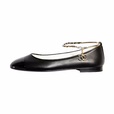 (W) Chanel Lambskin Ballet Flats 'Black'