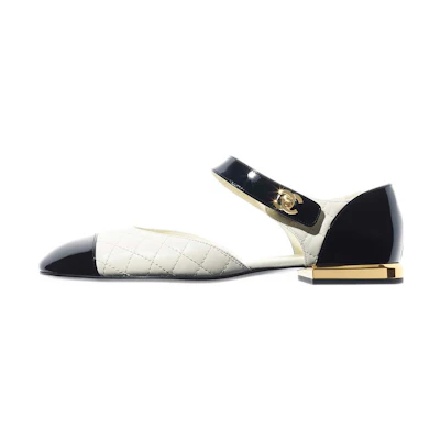(W) Chanel Lambskin Ballet Flats 'Black and White'