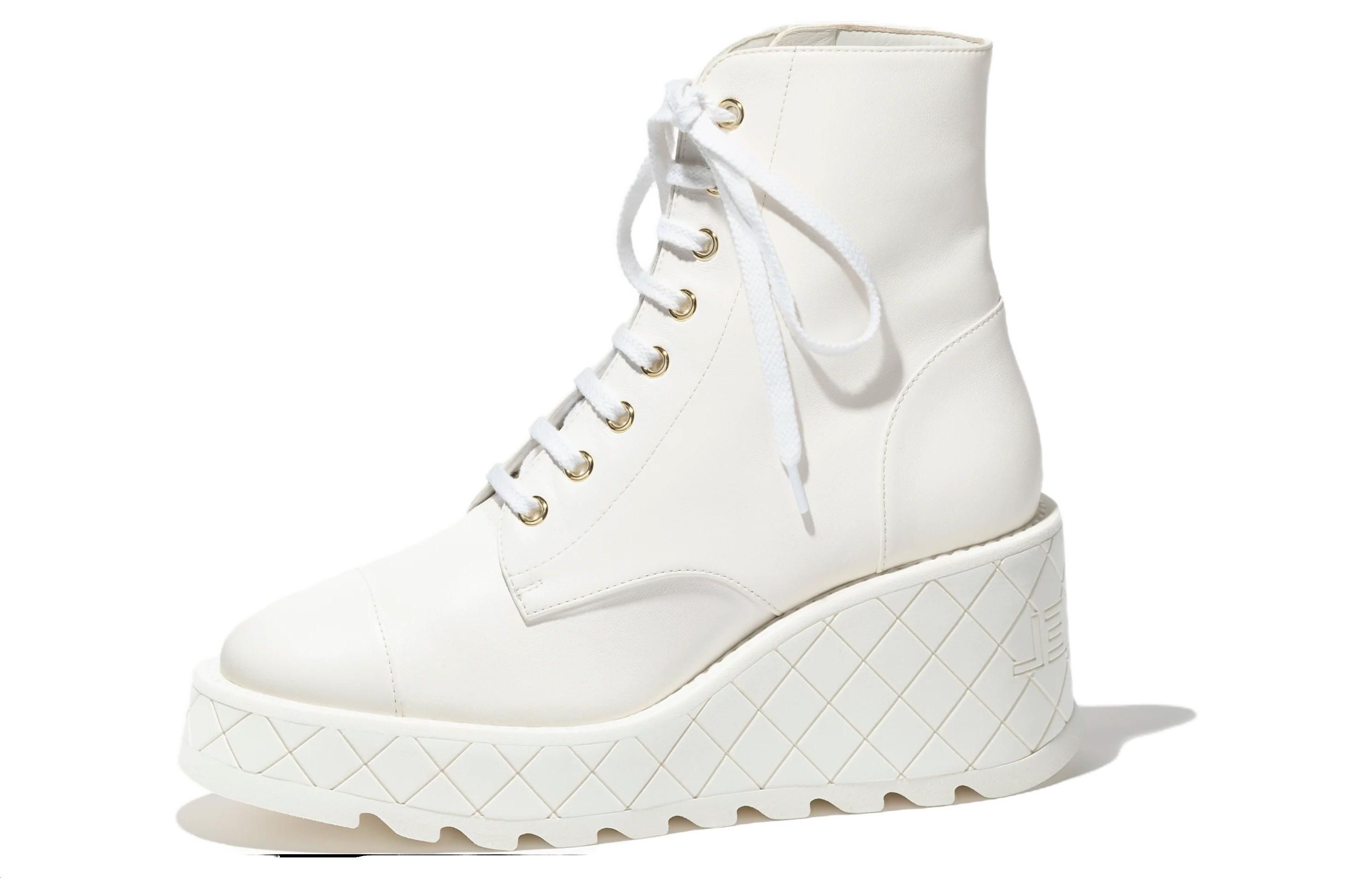 (W) Chanel Lambskin CMFTable Versatile Ankle Boots 'White'