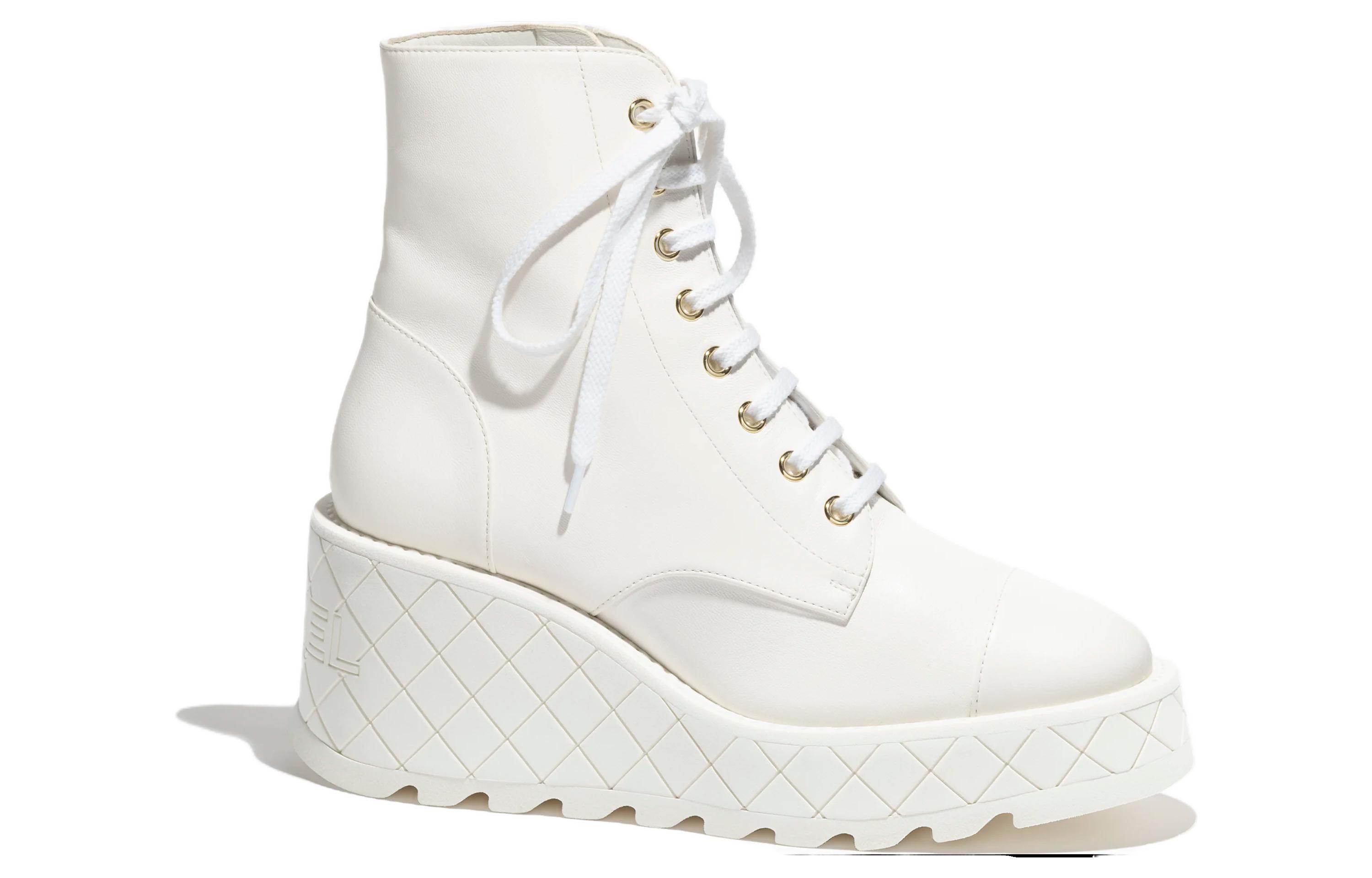 (W) Chanel Lambskin CMFTable Versatile Ankle Boots 'White' 圖 2