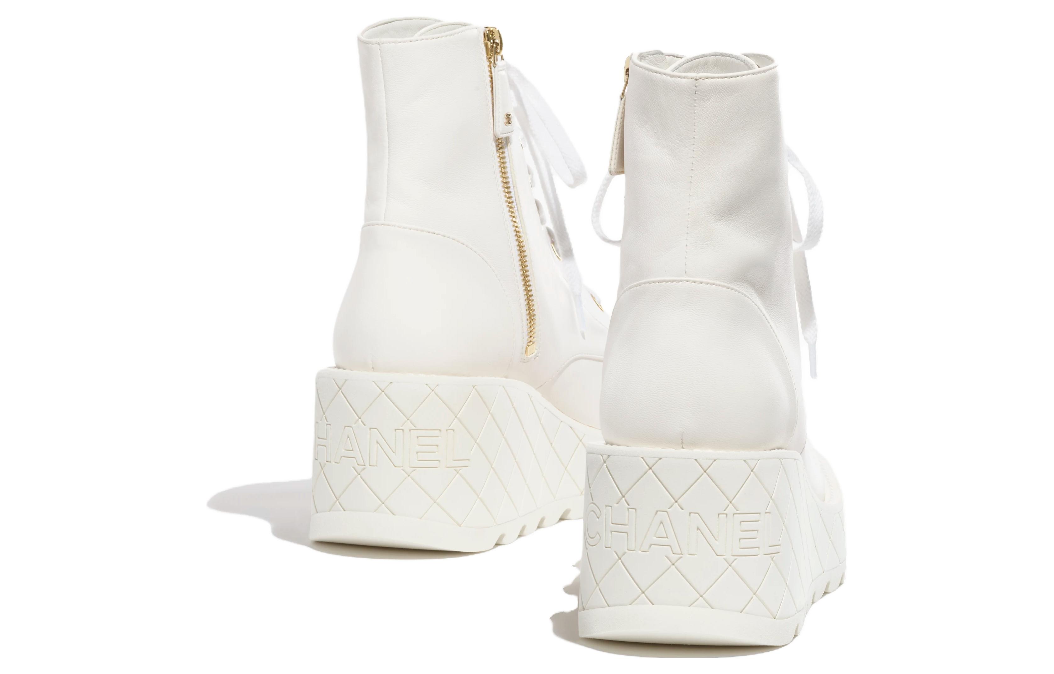 (W) Chanel Lambskin CMFTable Versatile Ankle Boots 'White' 圖 4