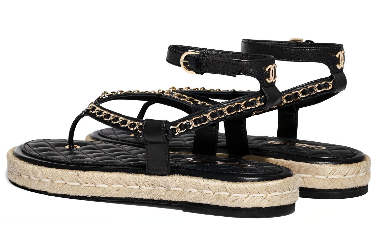 Shop (W) 香奈儿黑色羊皮时尚凉鞋 G36921-X01000-94305