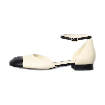 (W) Chanel Lambskin Flats 'Black and White'
