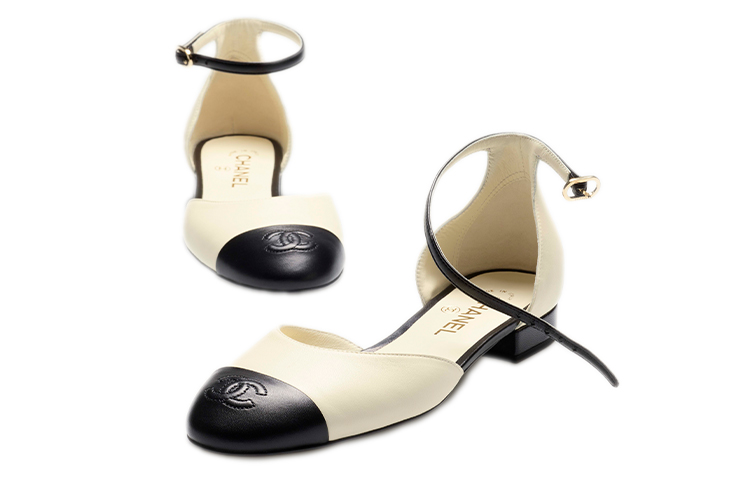 (W) Chanel Lambskin Flats 'Black and White' 圖 2