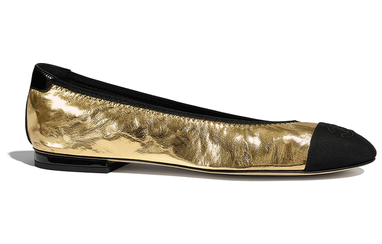 (W) Chanel Lambskin Flats 'Black Gold' 圖 2