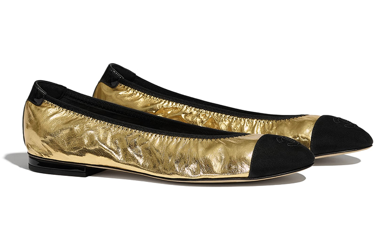 (W) Chanel Lambskin Flats 'Black Gold' 圖 3