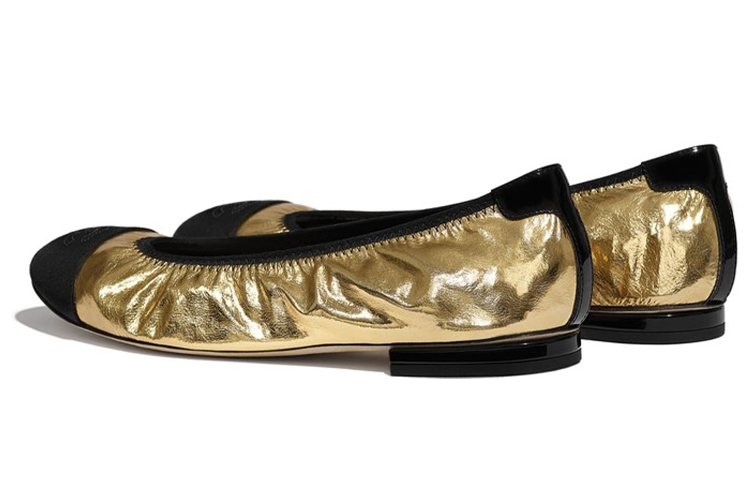 (W) Chanel Lambskin Flats 'Black Gold' 圖 4