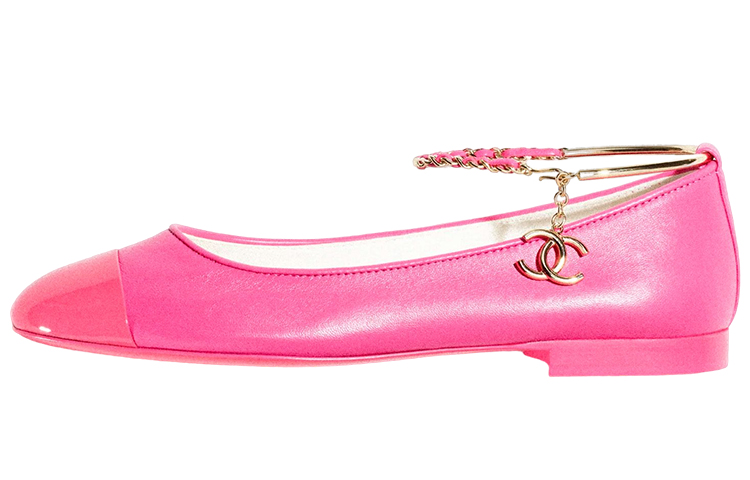 Buy (W) Chanel Kasut Rata Kulit Anak Biri 'Deep Pink' G38986-Y55859-0N666