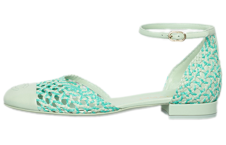 (Women) Chanel Lambskin Flats 'Green Blue' G38764-Y55797-K4054