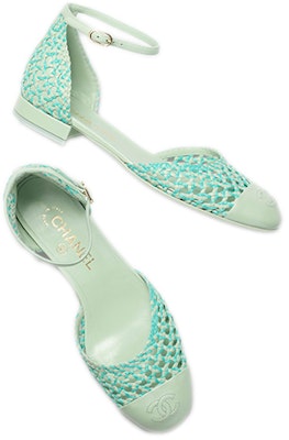 CHANEL 香奈兒 編織小羊皮平底鞋 女款 綠藍 Shop CHANEL 香奈兒 編織小羊皮平底鞋 女款 綠藍