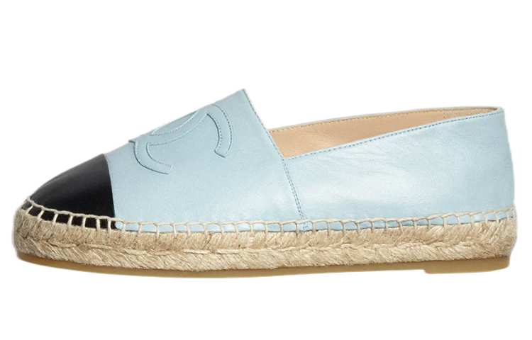 (W) Chanel Lambskin Flats 'Light Blue'