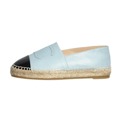 (W) Chanel Lambskin Flats 'Light Blue'