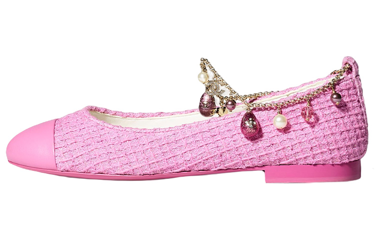 (W) Chanel Lambskin Flats 'Pink'