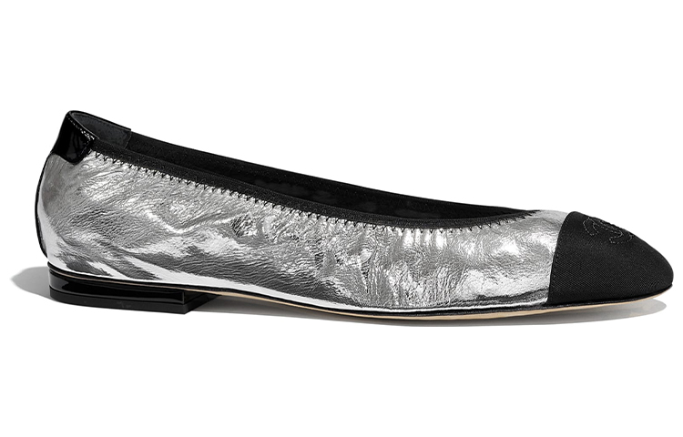 (W) Chanel Lambskin Flats 'Silver' 圖 2