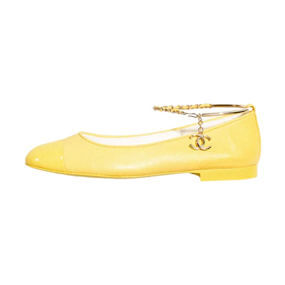 (W) Chanel Lambskin Flats 'Yellow'