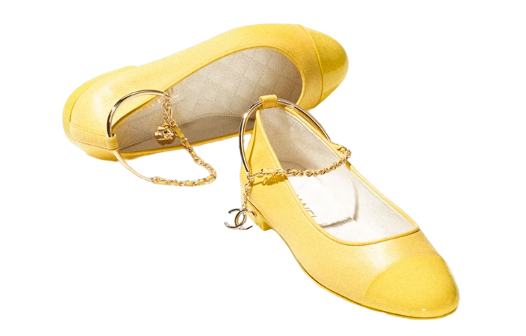 Details for CHANEL 香奈兒 羊皮革平底鞋 女款 黃色