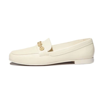 (W) Chanel Lambskin Leather Flats 'Ivory White'