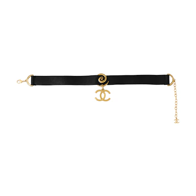 (Women) CHANEL Lambskin Metal Choker Necklace Gold Accessory AB8501B08226N1394