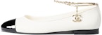 (W) Chanel Lambskin Patent Calfskin Ballet Flats 'Hitam Putih Vintage' G38986-Y55859-K4187