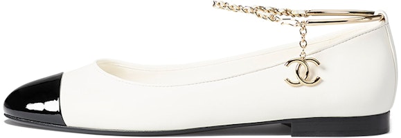 (Women) Chanel Lambskin Patent Calfskin Ballet Flats 'Vintage Black and White' G38986-Y55859-K4187 (Women) Chanel Lambskin Patent Calfskin Ballet Flats 'Vintage Black and White' G38986-Y55859-K4187