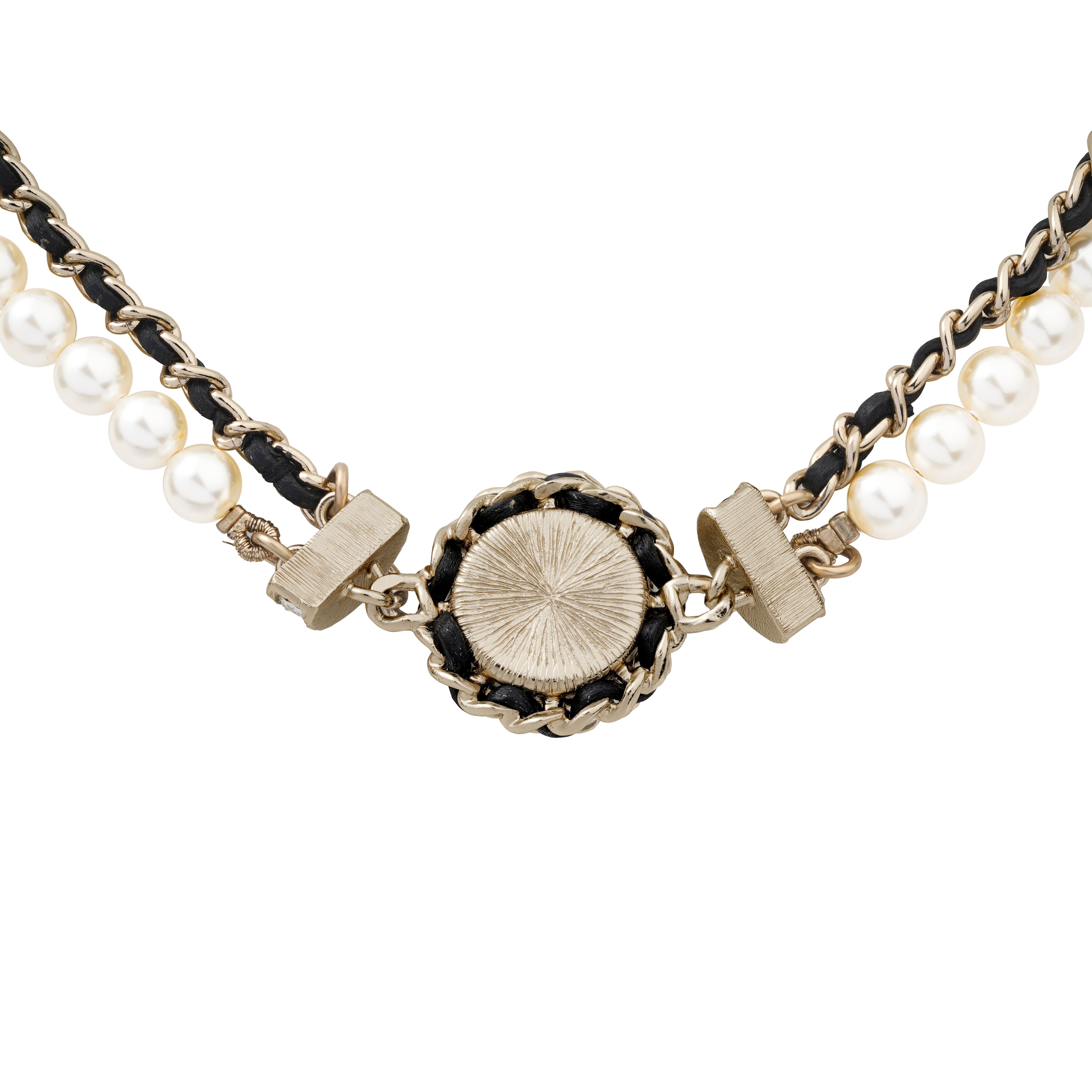 (Women) CHANEL Lambskin Pearl Double Layer Metal Chain Necklace with Rhinestones Women. AB7081-B06652-NF372 圖 3