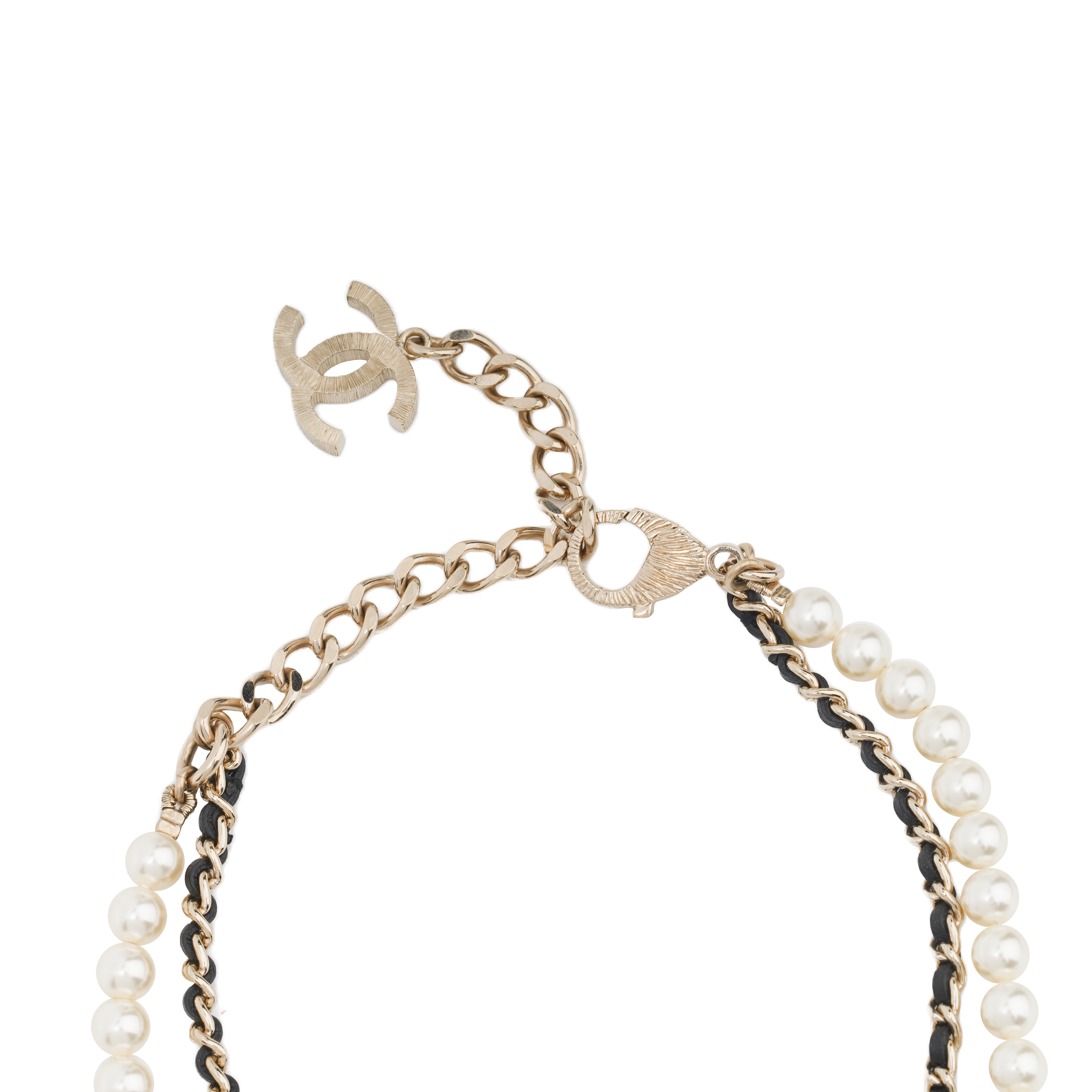 (Women) CHANEL Lambskin Pearl Double Layer Metal Chain Necklace with Rhinestones Women. AB7081-B06652-NF372 圖 4