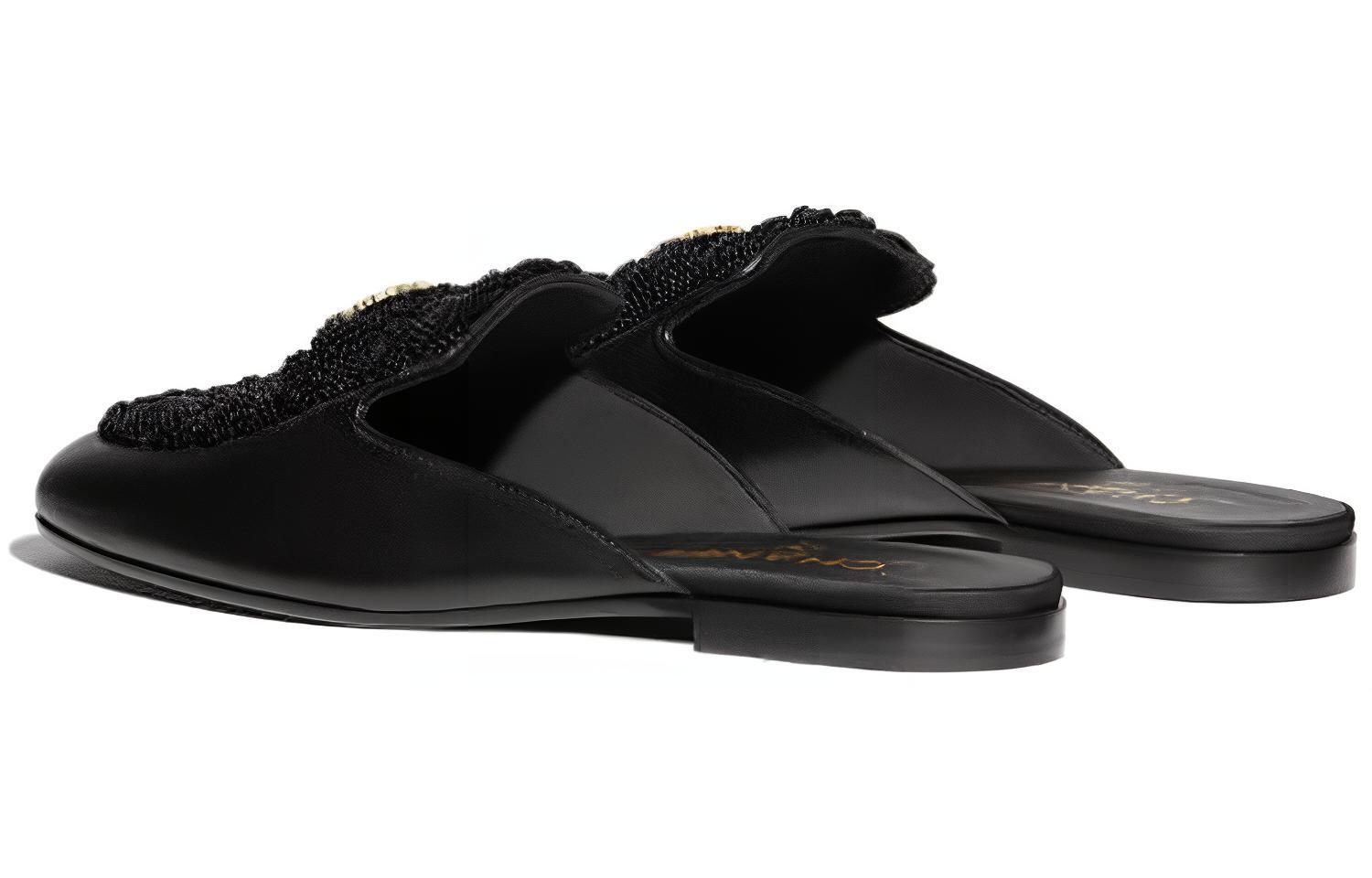 Shop (W) Sneakers Chanel Lambskin Pearl Mule ''Nero'' G35697-Y53832-94305
