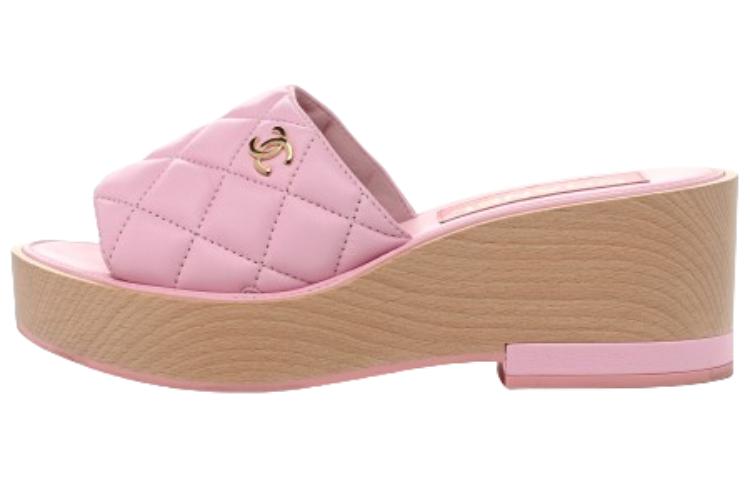 (W) Chanel Lambskin Round-Toe Slip-On 'Fashion Pink Slide'