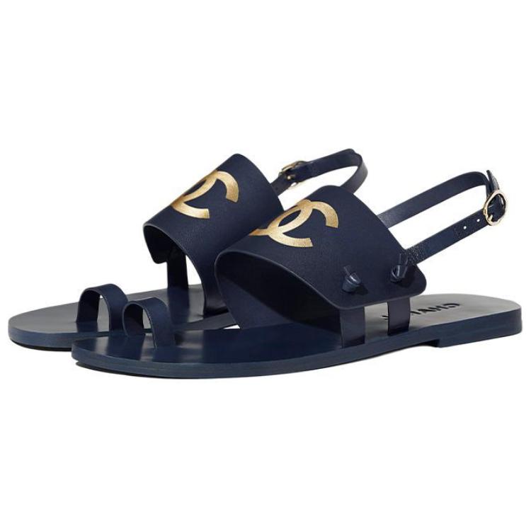 (W) Chanel Lambskin Sandals 'Navy Blue' 圖 3