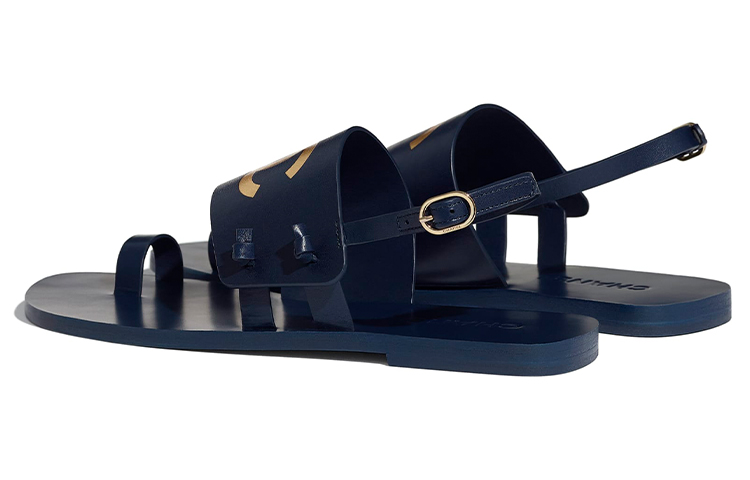(W) Chanel Lambskin Sandals 'Navy Blue' 圖 5