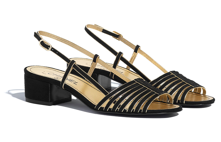 (W) Chanel Lambskin Sandals with Deer Skin Effect 'Black Gold' 圖 2