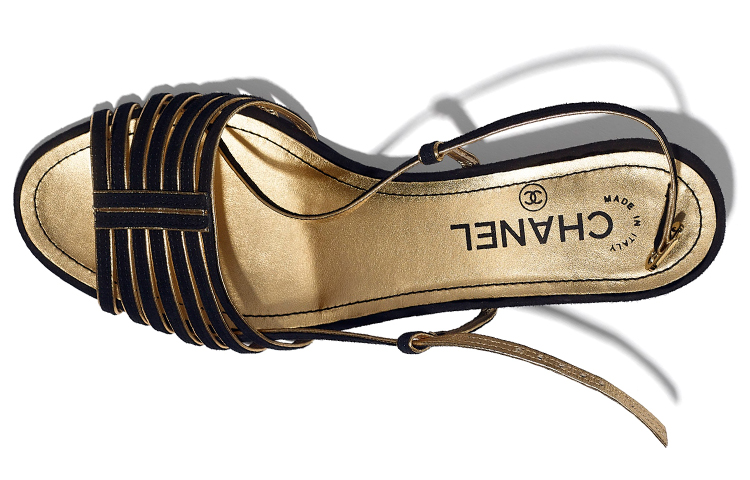 (W) Chanel Lambskin Sandals with Deer Skin Effect 'Black Gold' 圖 3