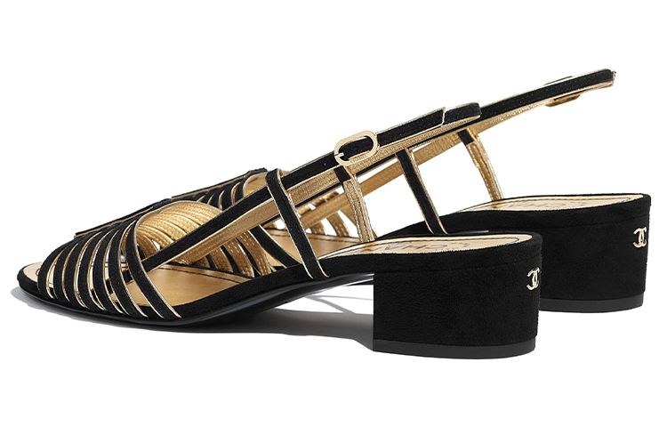 (W) Chanel Lambskin Sandals with Deer Skin Effect 'Black Gold' 圖 4