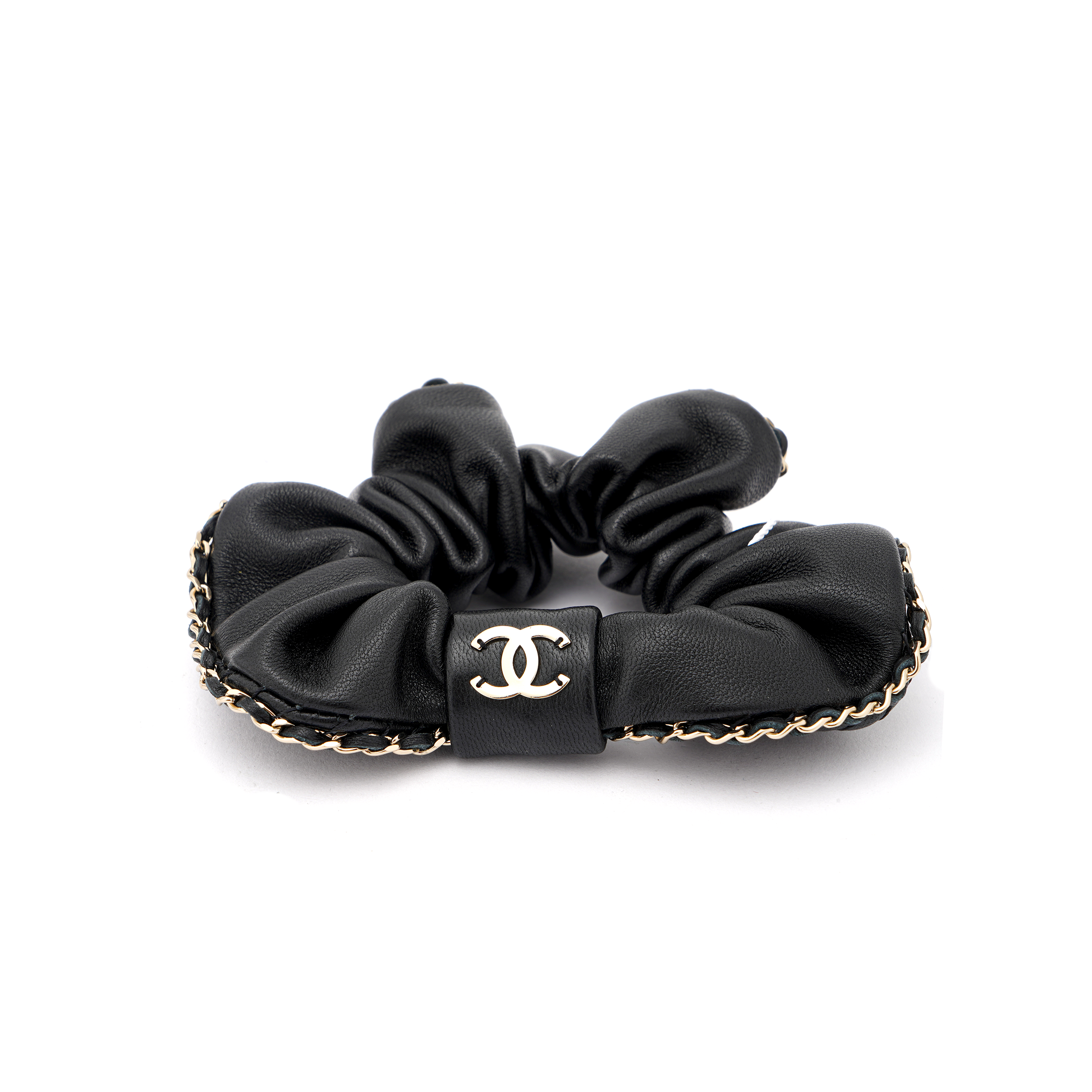 (Women) CHANEL Lambskin Scrunchie Hair Accessory Black for Women. AA7491-B05263-94305