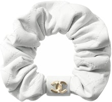 (Women) CHANEL Lambskin Scrunchie White Large Metal Accent for Women. AA7926-B06980-10601 (Women) CHANEL Lambskin Scrunchie White Large Metal Accent for Women. AA7926-B06980-10601