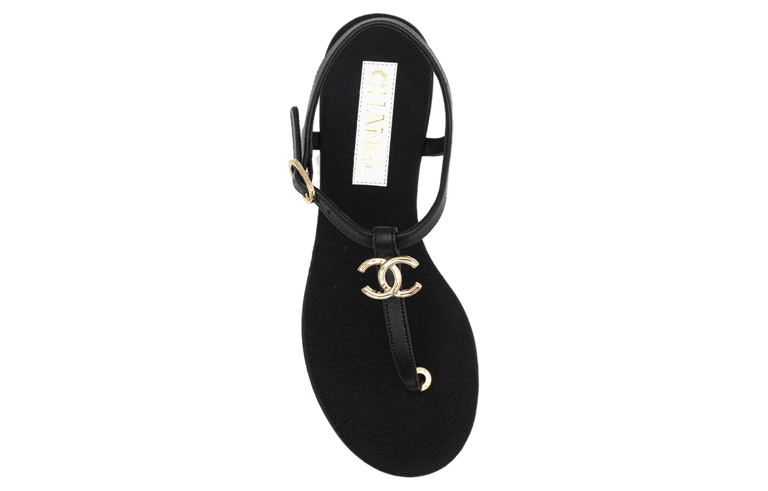 Shop (W) Chanel Lammleder Bequeme Vielseitige Slingback Sandalen ''Schwarz'' G39627-X56889-94305