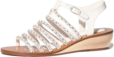 (Women) Chanel Lambskin Wedge Sandals 'White' G35868-X01000-10601 (Women) Chanel Lambskin Wedge Sandals 'White' G35868-X01000-10601