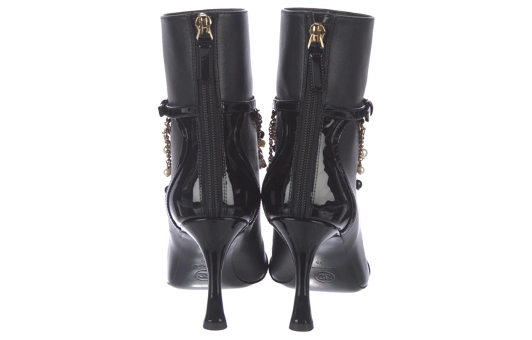 (W) Chanel Lambskin Zip Booties 'Black Fashion' 圖 4