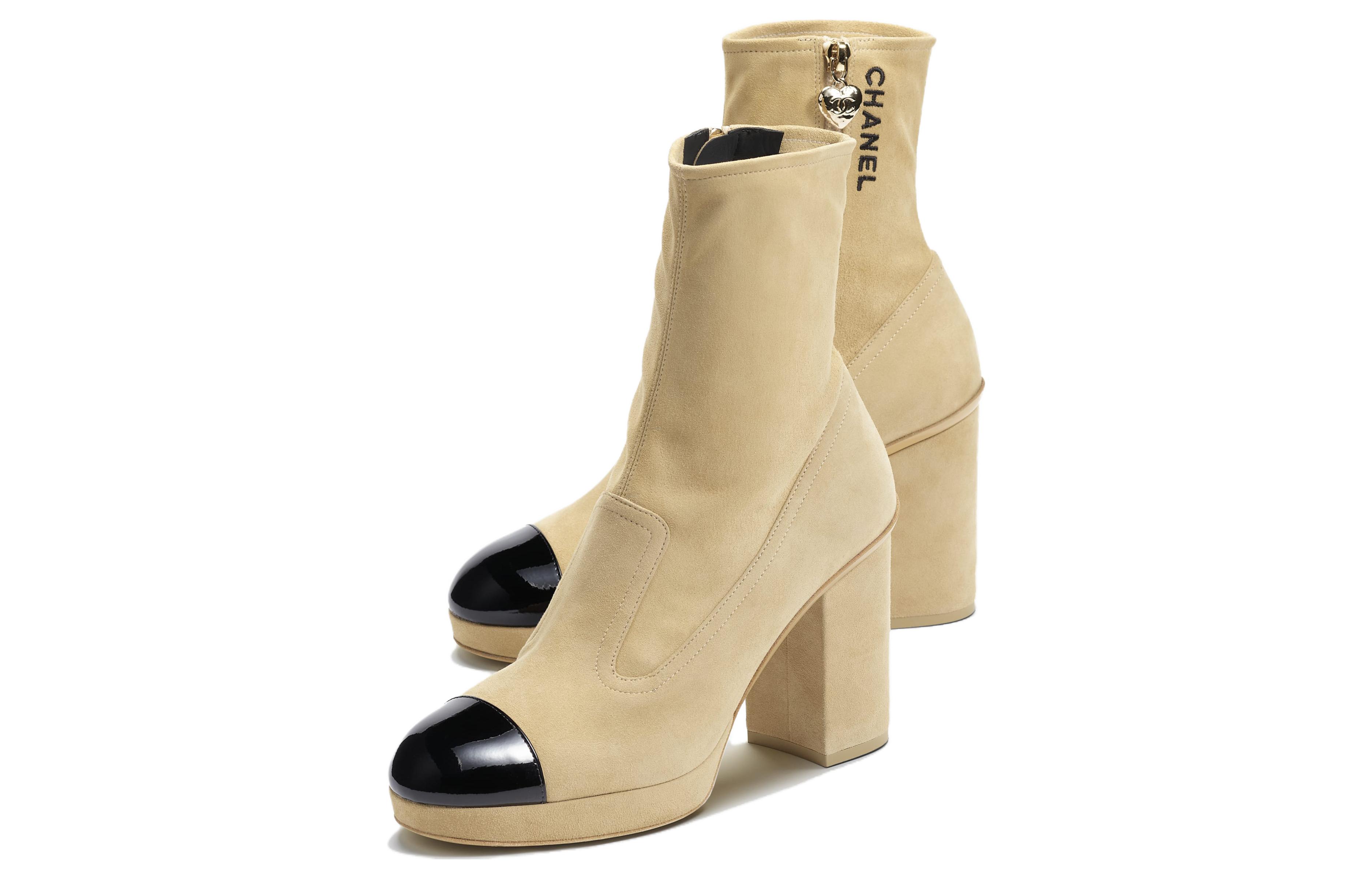 (W) Chanel Leather Ankle Boot 'Beige and Black' 圖 2