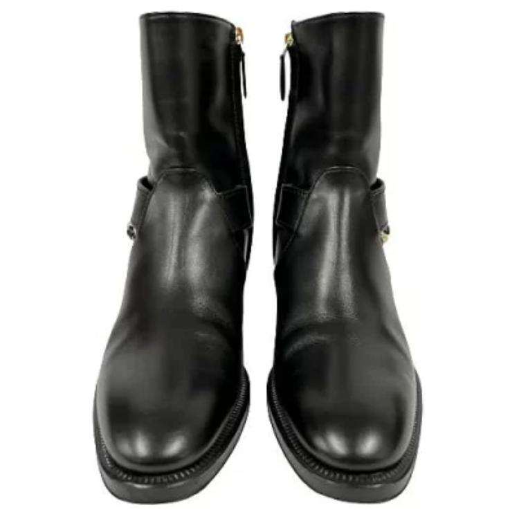 Shop (W) 샤넬 블랙 가죽 패션 앵클 부츠 G39170-X56609-94305