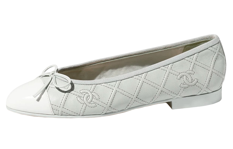 Buy (W) Chanel Leren Ballerina Flats ''Lichtblauwe Strik'' G40110-Y56581-K6009