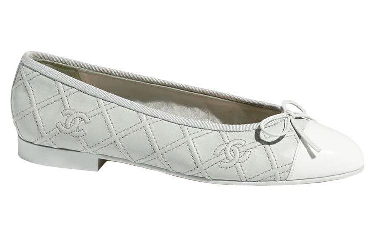 Order (W) Chanel Leren Ballerina Flats ''Lichtblauwe Strik'' G40110-Y56581-K6009