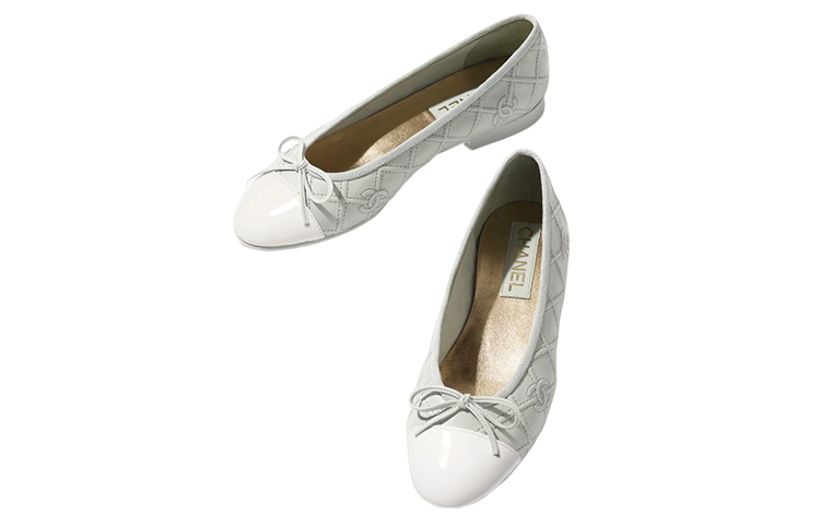 (W) Chanel Leather Ballet Flats 'Light Blue Bow' 圖 3
