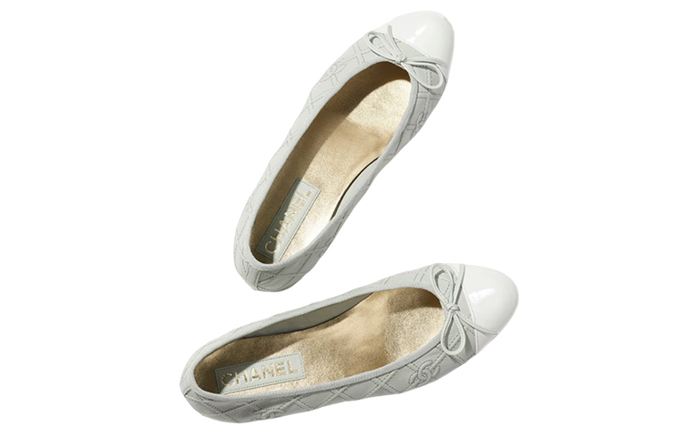 (W) Chanel Leather Ballet Flats 'Light Blue Bow' 圖 4