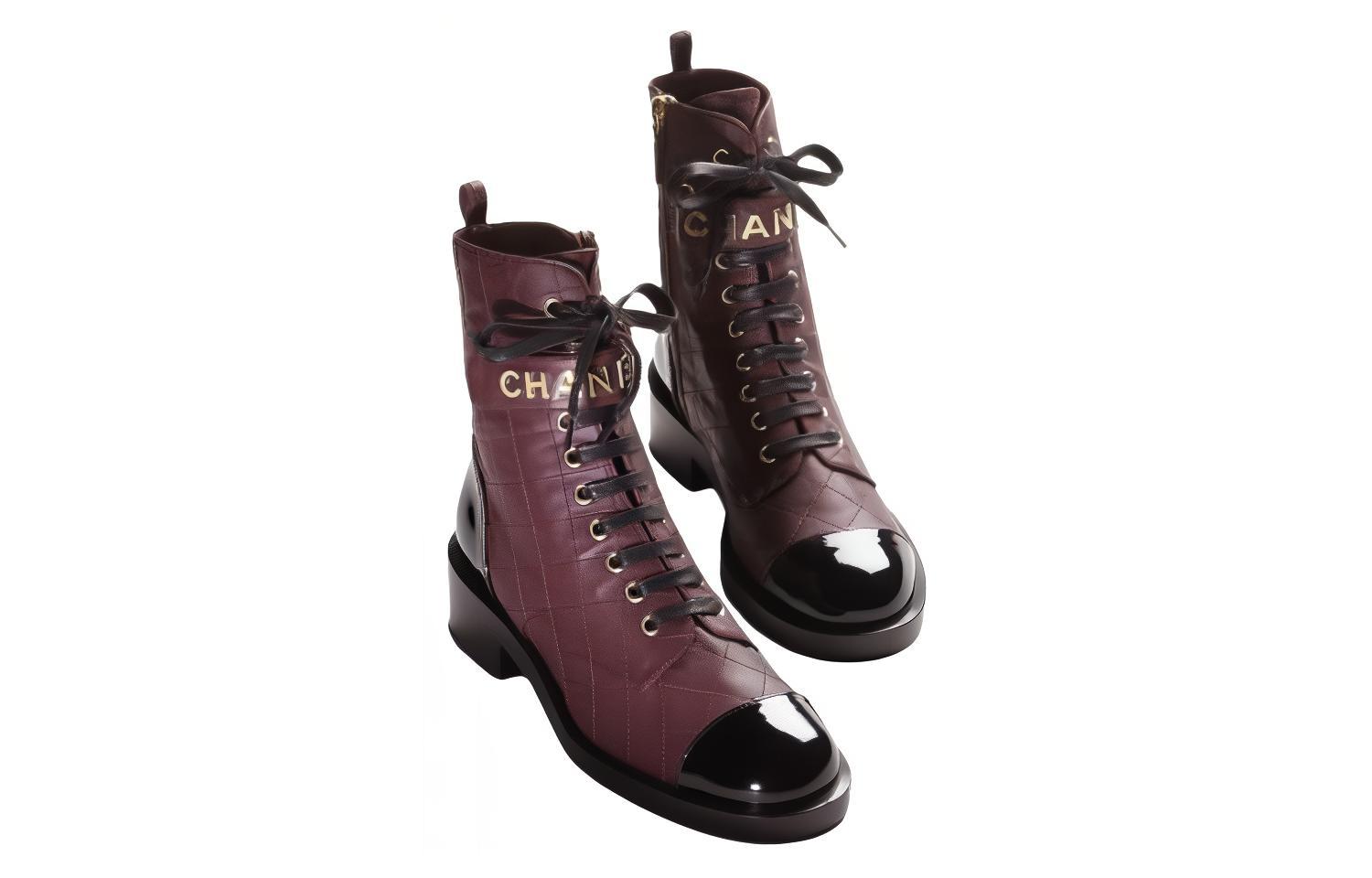 (W) Chanel Leather Boot 'Burgundy CMFT Block Heel' 圖 2